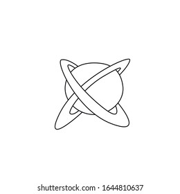 Planet, satellites, space objects. Design element, icon on the theme of cosmos, UFO. Doodle vector illustration