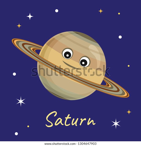 Planet Saturn Background Space Stars Cute Stock Vector (Royalty Free ...