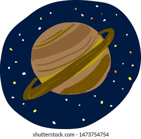 The planet Saturn in the beautiful solar system, vector, color drawing or illustration.