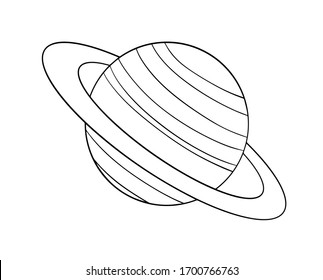 Planet Saturn Black White Vector Illustration Stock Vector (royalty 