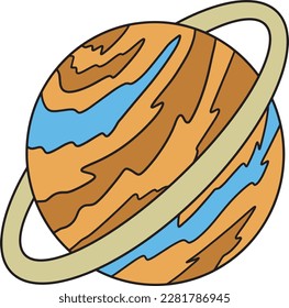Planet Saturn Cartoon Colored Clipart Illustration