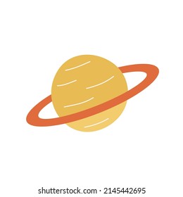 Planet Saturn cartoon vector illustration doodle style isolated on white