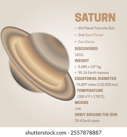 Planet Saturn Educational Scientific Infographic Detail Illustration