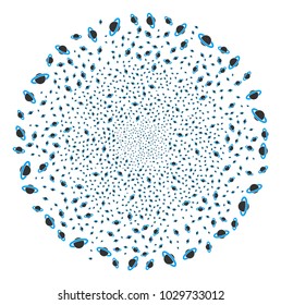 Planet Saturn exploding globula. Object pattern combined from random planet saturn pictograms as burst sphere. Vector illustration style is flat iconic symbols.
