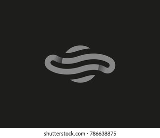 Planet, saturn, globe vector logotype with shadows. Earth symbol icon logo with rings.