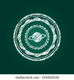 planet, saturn icon drawn on a chalkboard