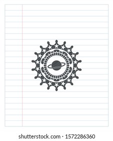 planet, saturn icon drawn with pencil strokes. Vector Illustration. Detailed.