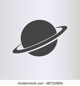 Planet Saturn icon flat. Black color pictogram on white background. Vector illustration symbol