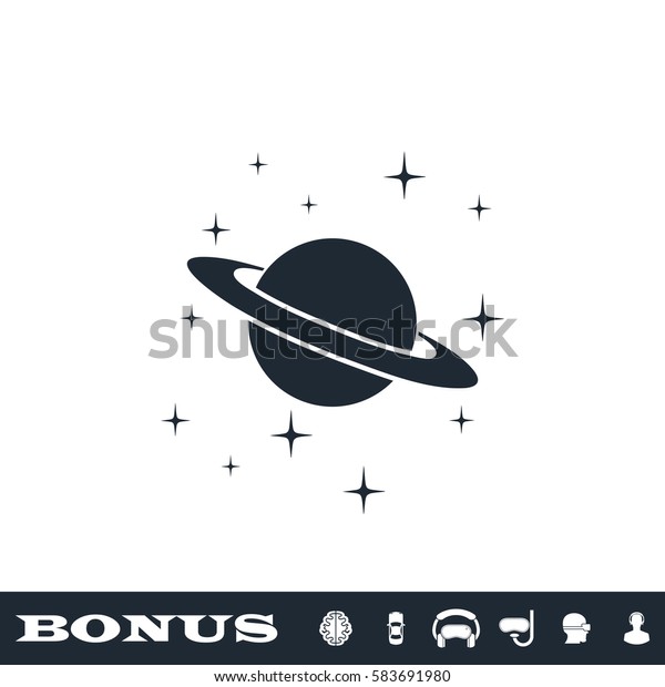 Planet Saturn icon
flat. Black pictogram on white background. Vector illustration
symbol and bonus button