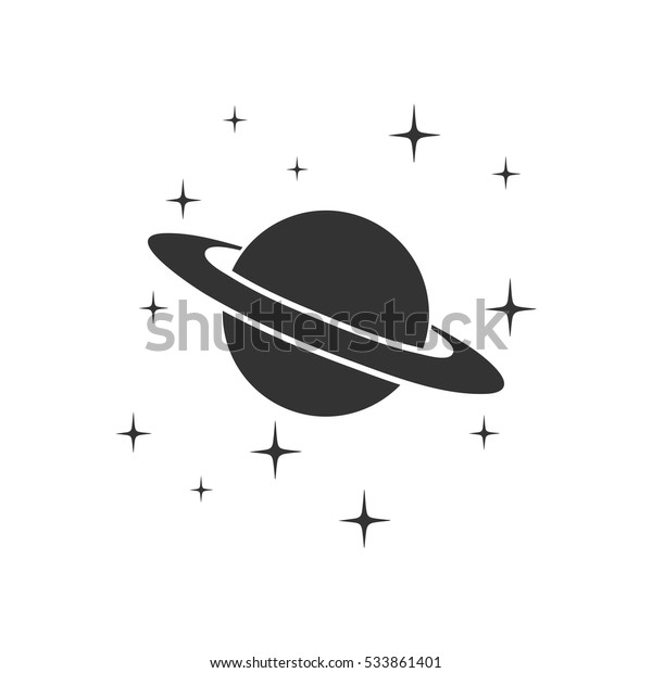 Planet Saturn icon flat. Illustration\
isolated on white background. Vector grey sign\
symbol