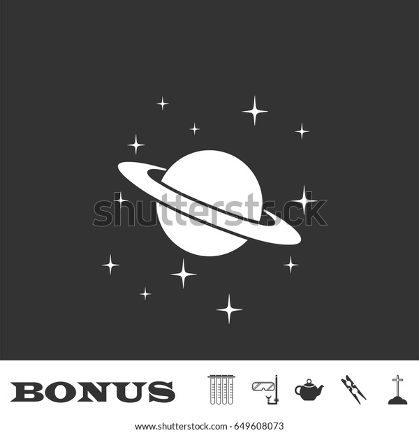 Planet Saturn icon
flat. White pictogram on black background. Vector illustration
symbol and bonus icons