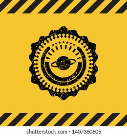 planet, saturn icon grunge warning sign emblem. Vector Illustration. Detailed.