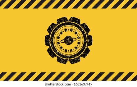 planet, saturn icon grunge warning sign emblem. Vector Illustration. Detailed.