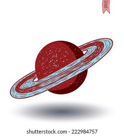 planet saturn icon, hand drawn vector illustration.