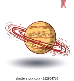 planet saturn icon, hand drawn vector illustration.