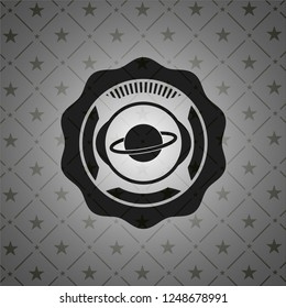planet, saturn icon inside dark badge or emblem