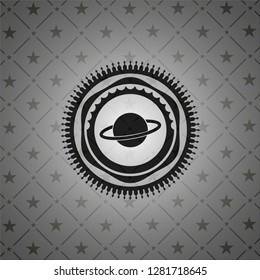 planet, saturn icon inside dark emblem