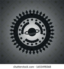 planet, saturn icon inside dark badge