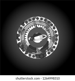 planet, saturn icon inside grey camo texture