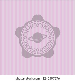 planet, saturn icon inside pink icon or emblem
