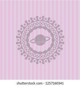 planet, saturn icon inside pink icon or emblem