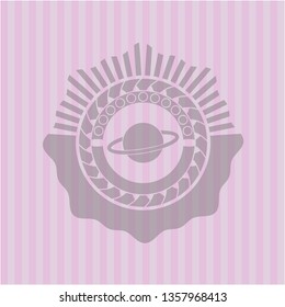 planet, saturn icon inside pink icon or emblem
