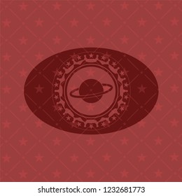 planet, saturn icon inside red icon or emblem