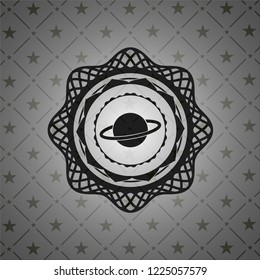 planet, saturn icon inside retro style black emblem