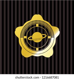 planet, saturn icon inside shiny badge