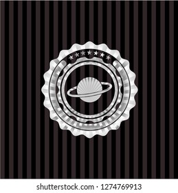 planet, saturn icon inside silver badge