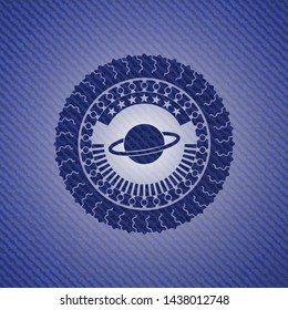 planet, saturn icon with jean texture