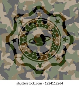 planet, saturn icon on camo pattern