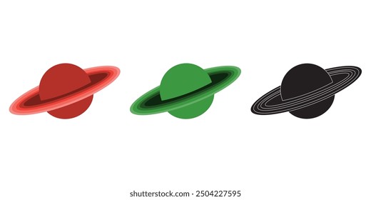 Planet Saturn Icon on Checkerboard Transparent Background