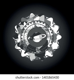 planet, saturn icon on grey camo pattern