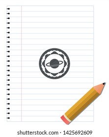 planet, saturn icon pencil strokes emblem. Vector Illustration. Detailed.