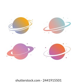 Planet Saturn Icon Set Vector Design.