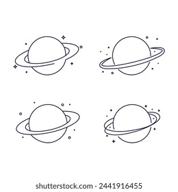 Planet Saturn Icon Set Vector Design.