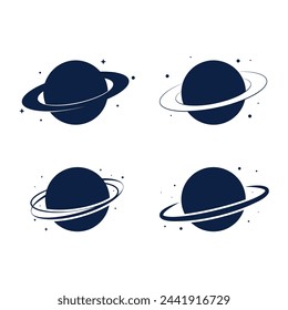 Planet Saturn Icon Set Vector Design.