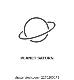 planet saturn icon. Thin line planet saturn, saturn icon from education collection. Outline vector isolated on white background. Editable planet saturn symbol can be used web and mobile