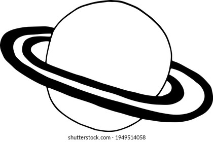 icono del planeta saturn. dibujado a mano vectorial. pegatina, afiche, tarjeta. monocromo. minimalismo. espacio, anillos.