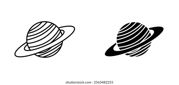 Planet saturn icons in outline and fill. vector illustration for ui.