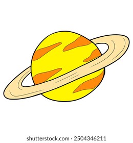 planet Saturn illsutration hand drawn isoalted vector