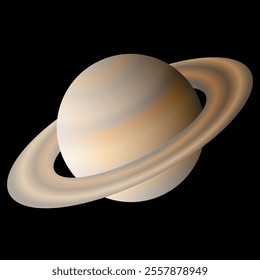  Planet Saturn Isolated on Black Background