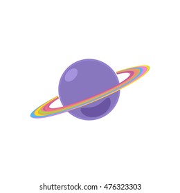 Planet Saturn Isolated on White Background, Vector Illustration 