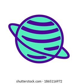 planet saturn. Lineal color style .Space science astronomy icon symbol. Vector Illustration.