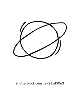 planeta saturno esboço linear isolado no fundo branco