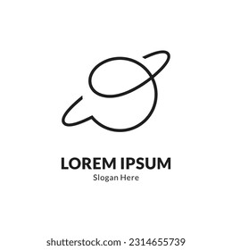 planet saturn logo in minimalist and simple line art style