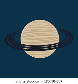 planet saturn in minimal flat style. vector