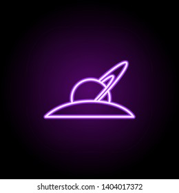 planet Saturn neon icon. Elements of Cartooning space set. Simple icon for websites, web design, mobile app, info graphics