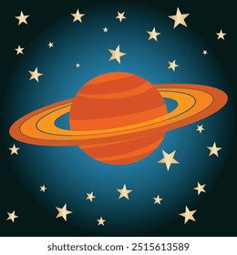 Planeta Saturno sobre um fundo azul com estrelas